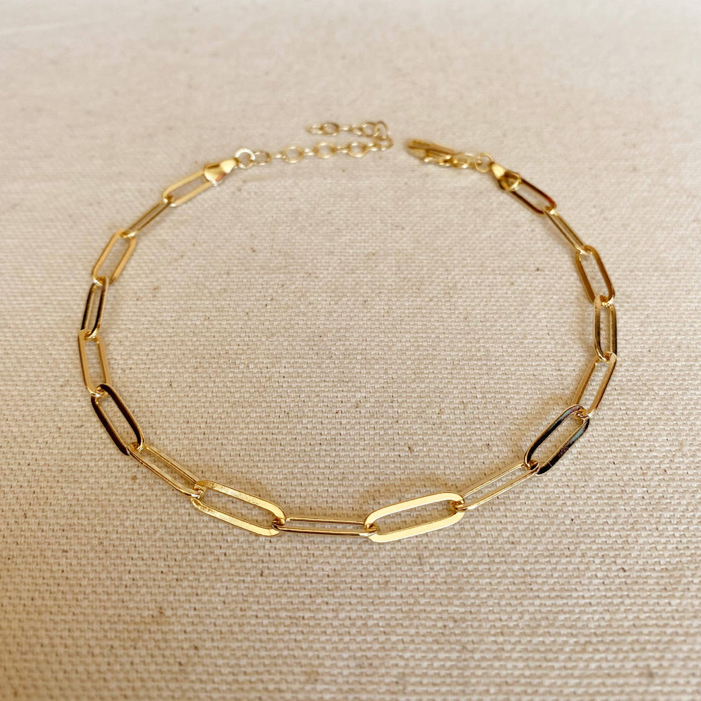 18k Gold Filled Classic Paperclip Chain Anklet