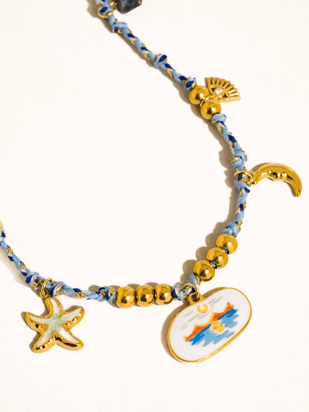 Pêche 18K Gold Non-Tarnish Vintage Charm Rope Necklace