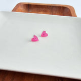 Hand Drawn Heart Studs - Hot Pink // Valentine's Earrings