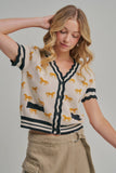 Horse Print Button Up Cardigan