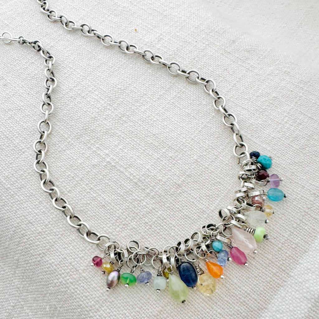 Sterling Silver & Gemstone Waterfall Necklace