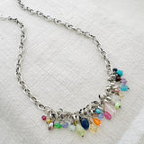 Sterling Silver & Gemstone Waterfall Necklace