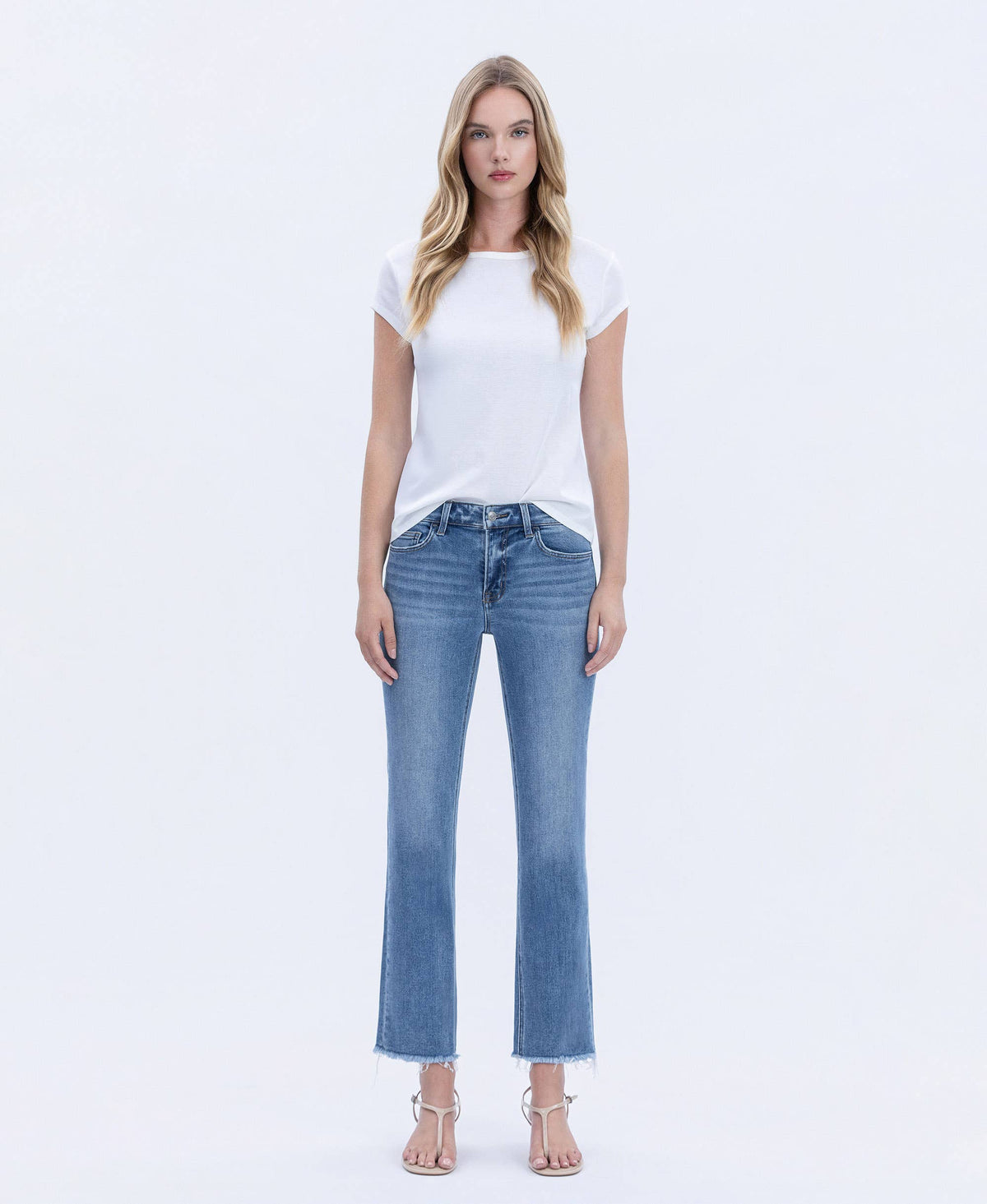 Vervet Mid-rise Medium Wash Raw Hem