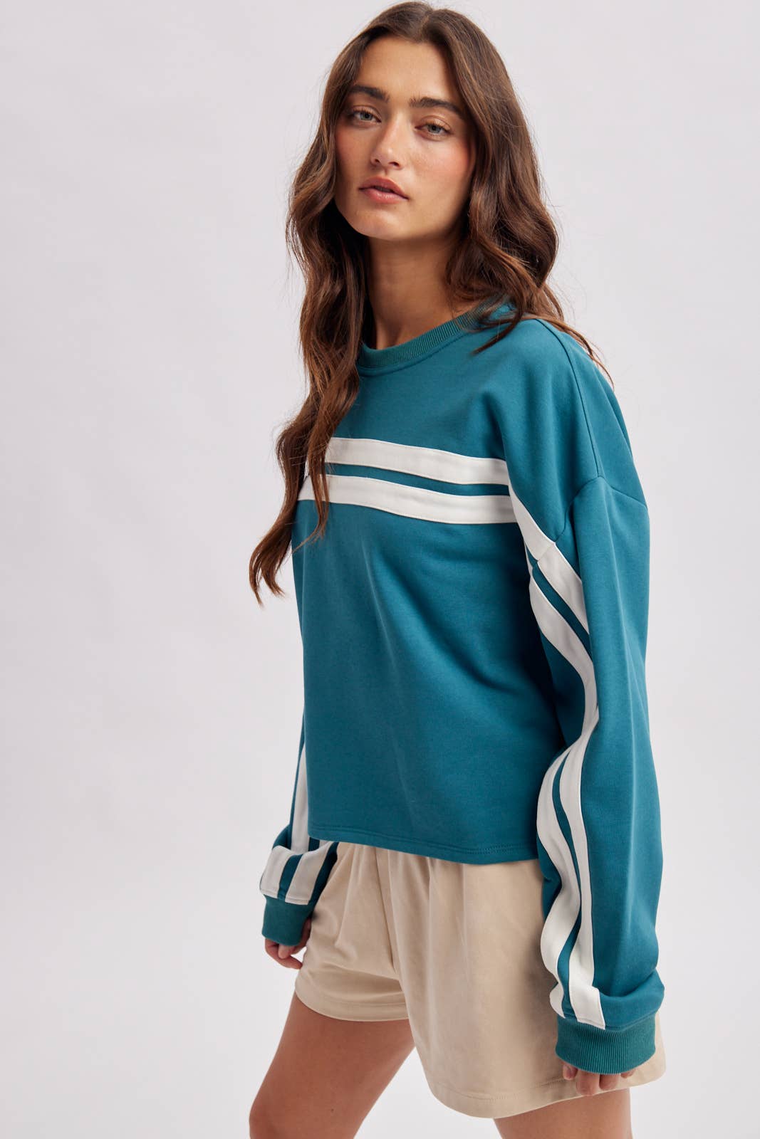 Teal Stripe Sweatshirt