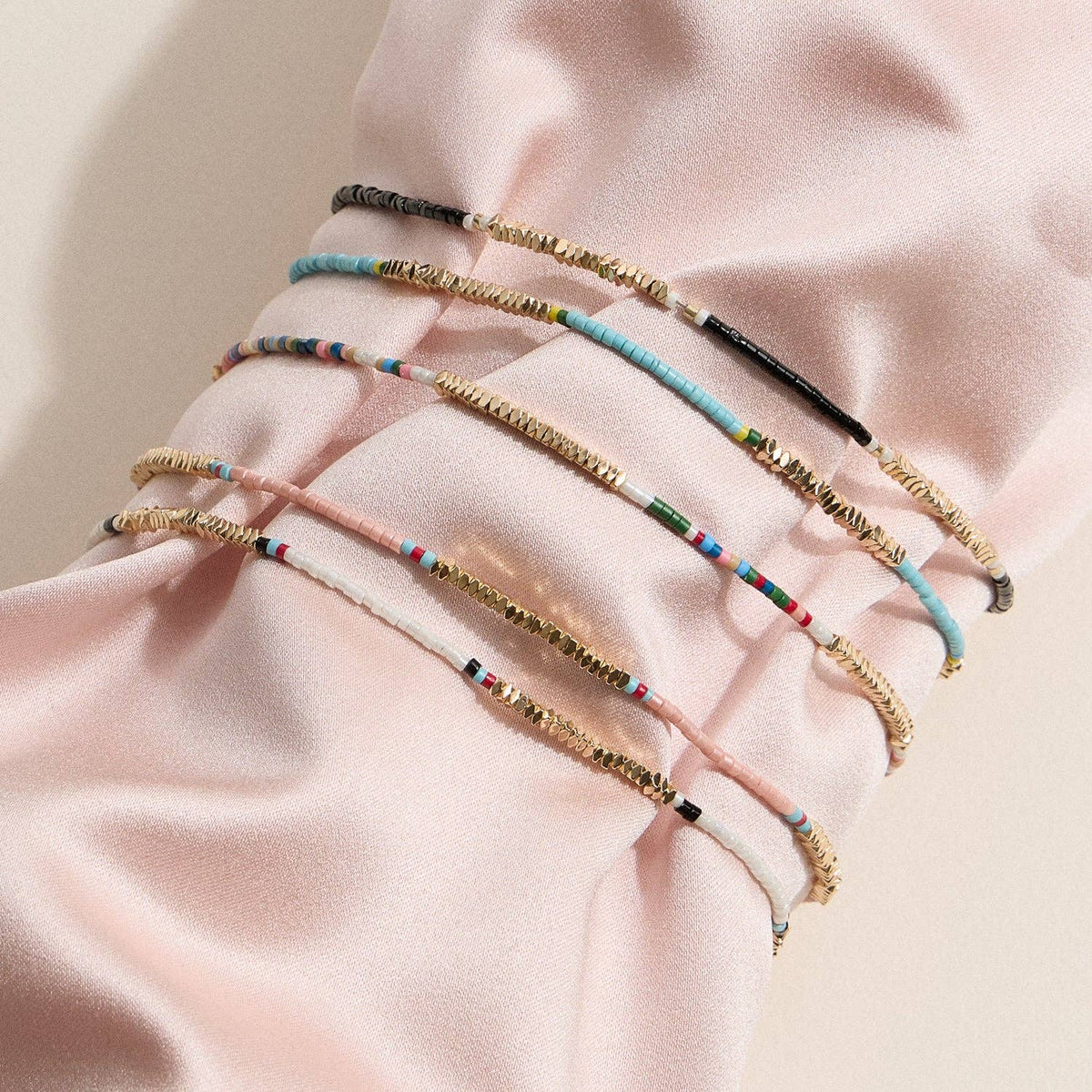 Gold-Trimmed Colorful | Seed Bead Anklet