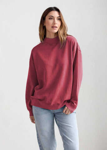 Nantucket Mock-Neck in Crimson
