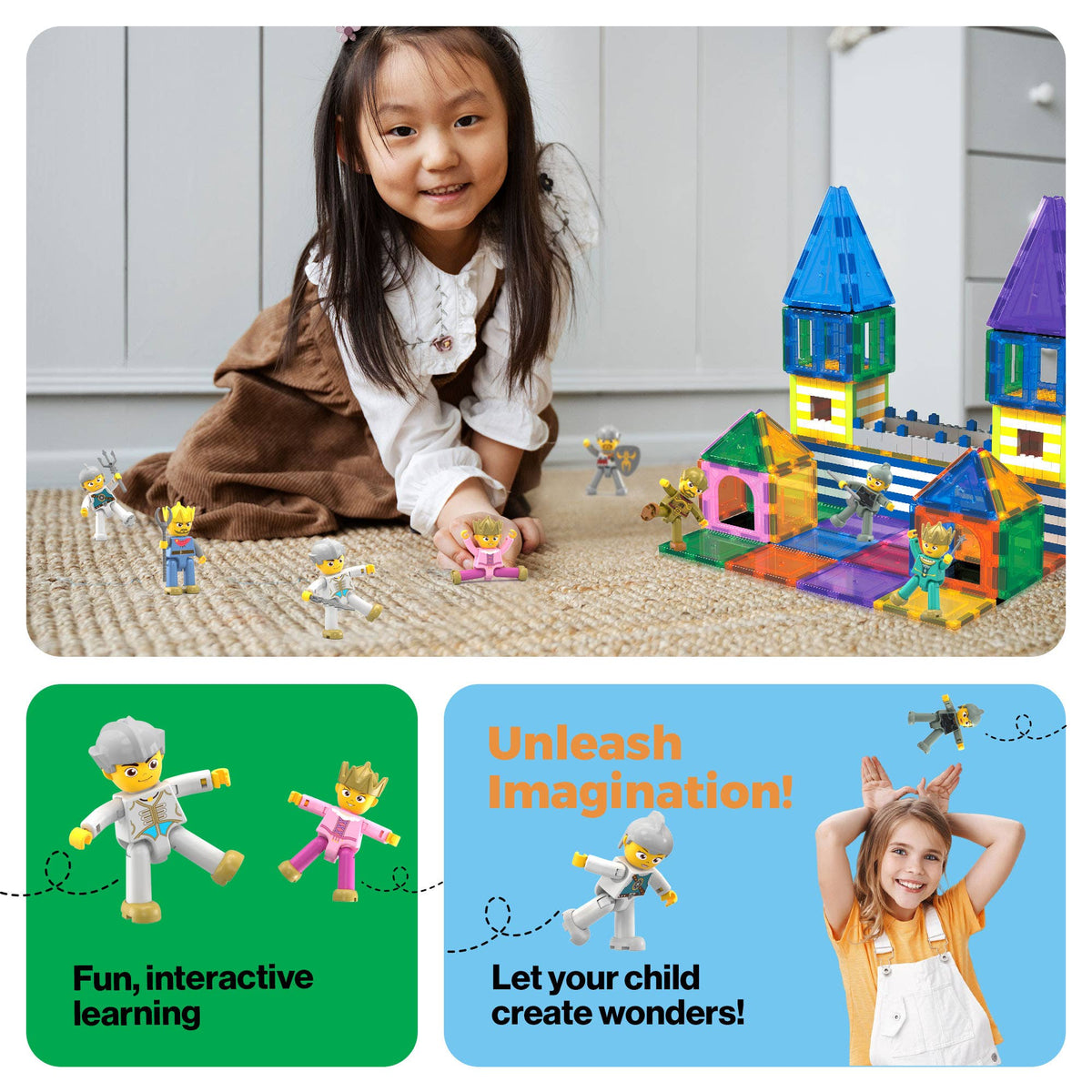 PicassoTiles 8pc King & Knights Magnetic Action Figures