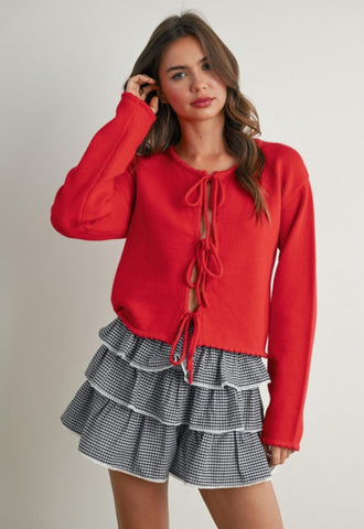 Tie Front Long Sleeve Top
