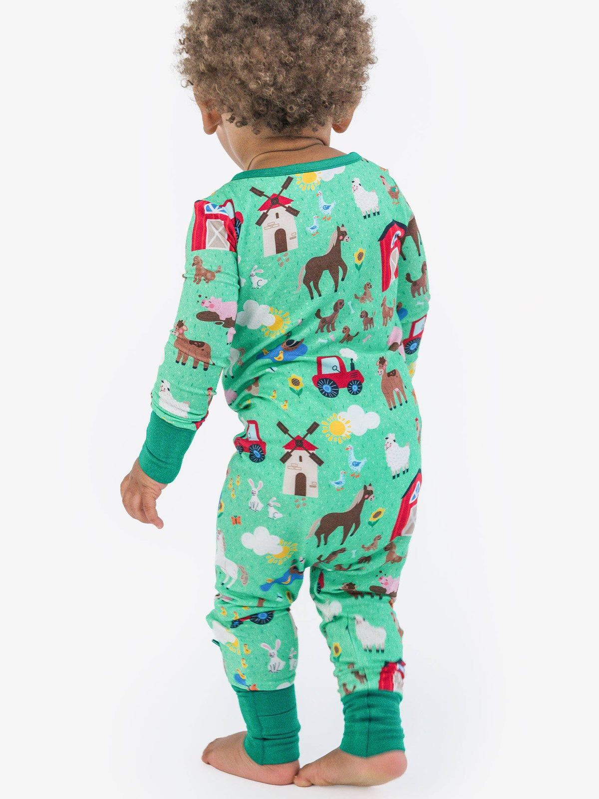 SoftSnooze™ Baby Bamboo Viscose Farm Friends Convertible One Piece Footie Pajama