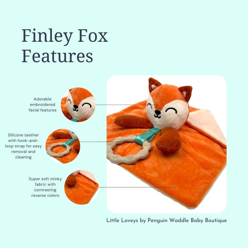 Finley Fox Lovey - Plush Teething Toy Security Blanket