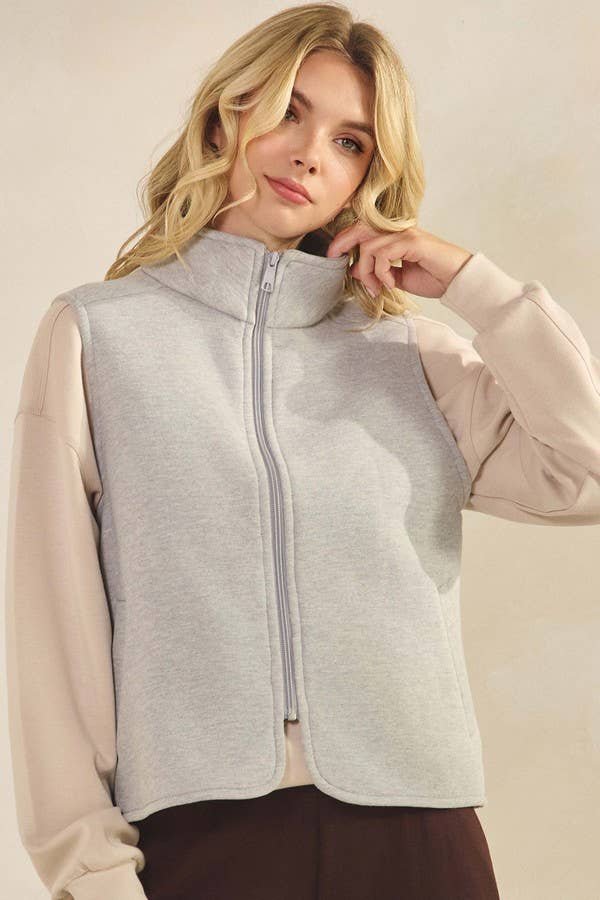 Cozy Comfort Fleece Full Zip Mock Neck Vest