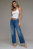 Hidden Medium Wash Stretch Low Rise Cropped Classic Straight
