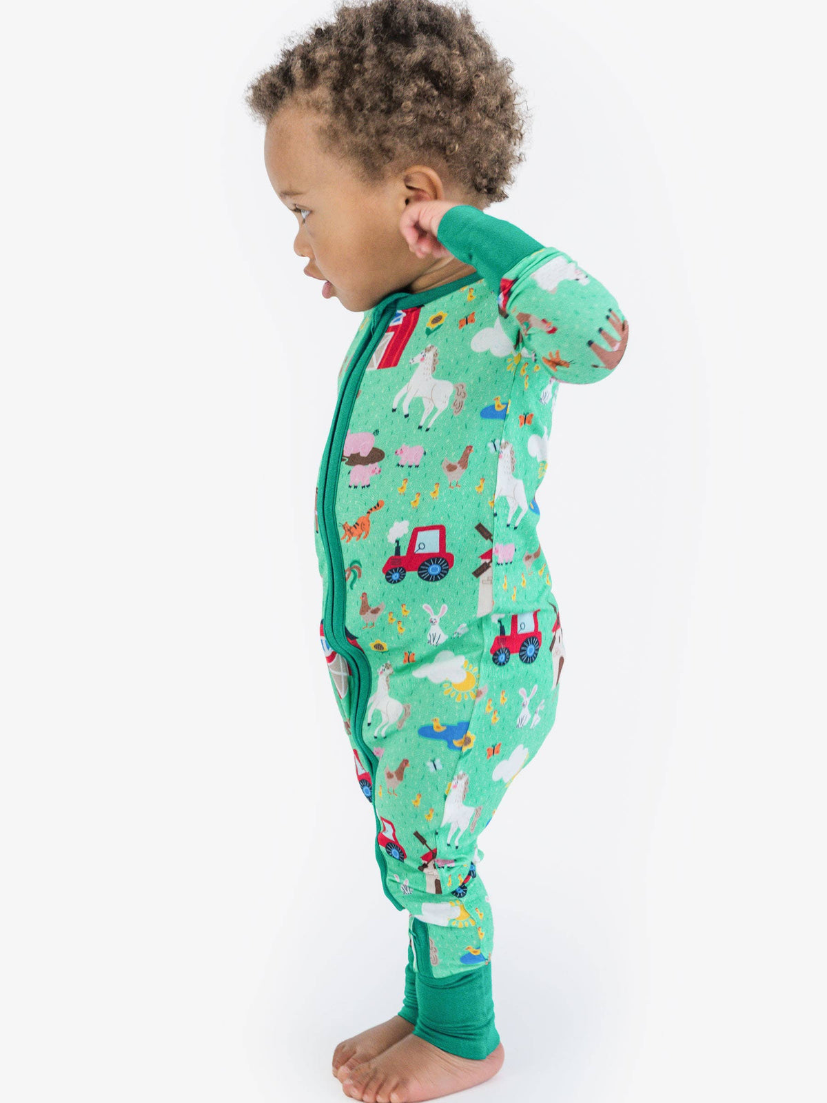 SoftSnooze™ Baby Bamboo Viscose Farm Friends Convertible One Piece Footie Pajama