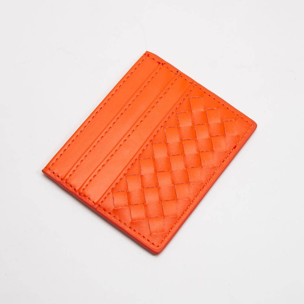 Vegan Leather Woven Braided Card Wallet