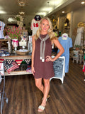 Attached Scarf Brown Knit Dress