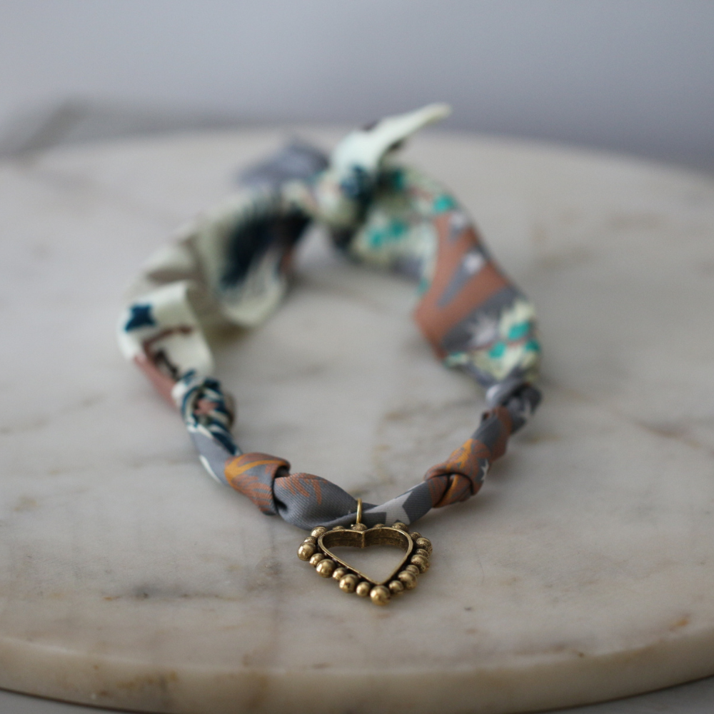 Beaded Heart Scarf Necklace