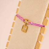 18KGold PVD Stainless Steel Hot Pink Rope Carabiner Bracelet