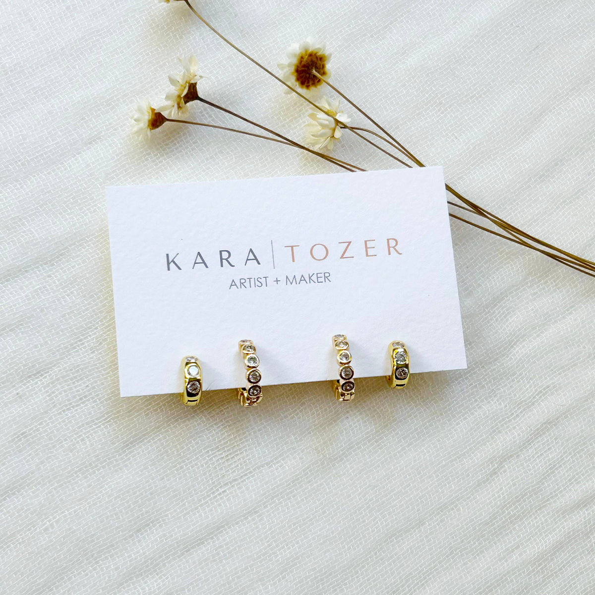 Kara Tozer Diamond Dainty Hoop Stacking Set