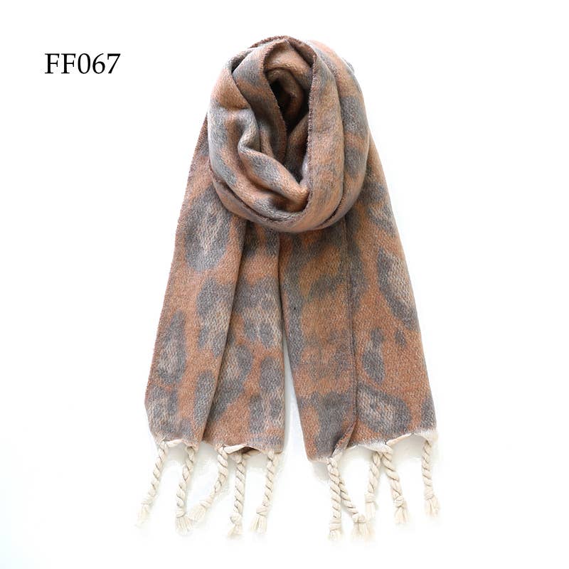 Soft Oblong Multi Color Leopard Brushed Scarf (10 colors)