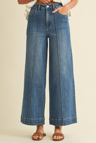 Pin Tuck Wide Leg Jean