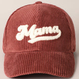 MAMA 3D Embroidered Fuzzy Patch Corduroy Cap