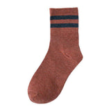Preppy Versatile Plain Color Striped Socks