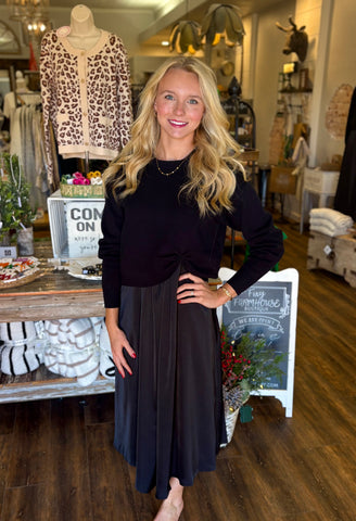 Front Pleat Dress with Sweater