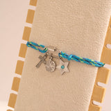 18K Gold PVD Stainless Steel Teal Rope Carabiner Bracelet
