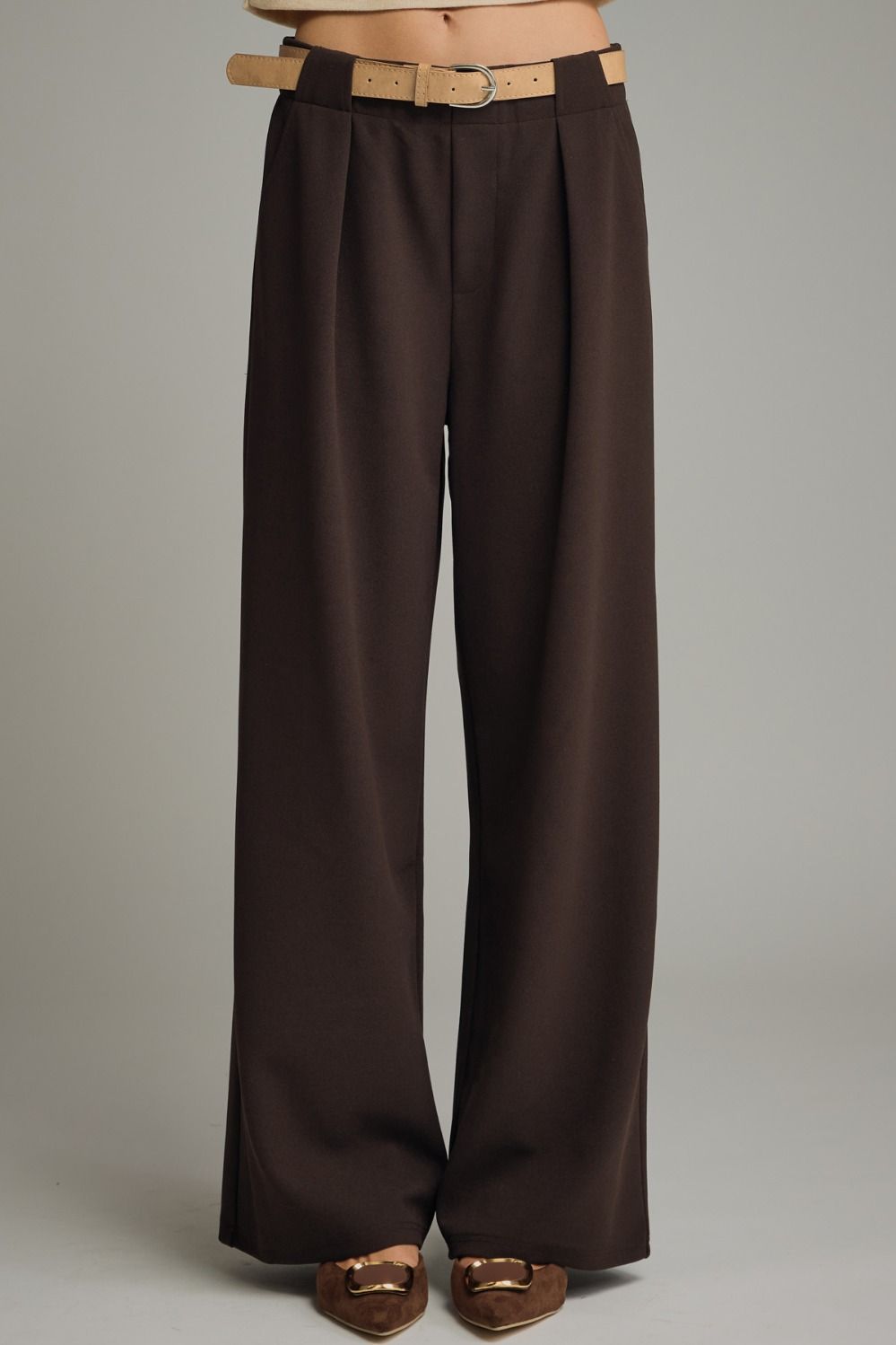 Belted Wide Leg Trousers