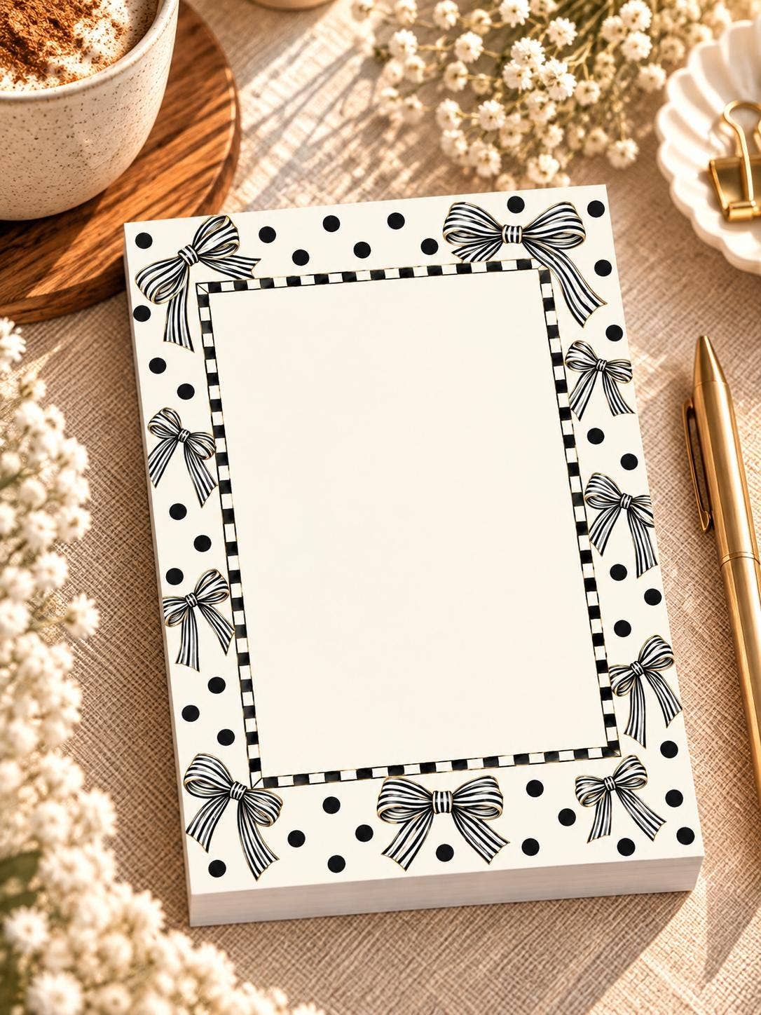 Black Bow Notepad & Polka Dot Memo Pad Coquette St