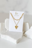 Layered paperclip necklace | heart charm | 18k gold plated