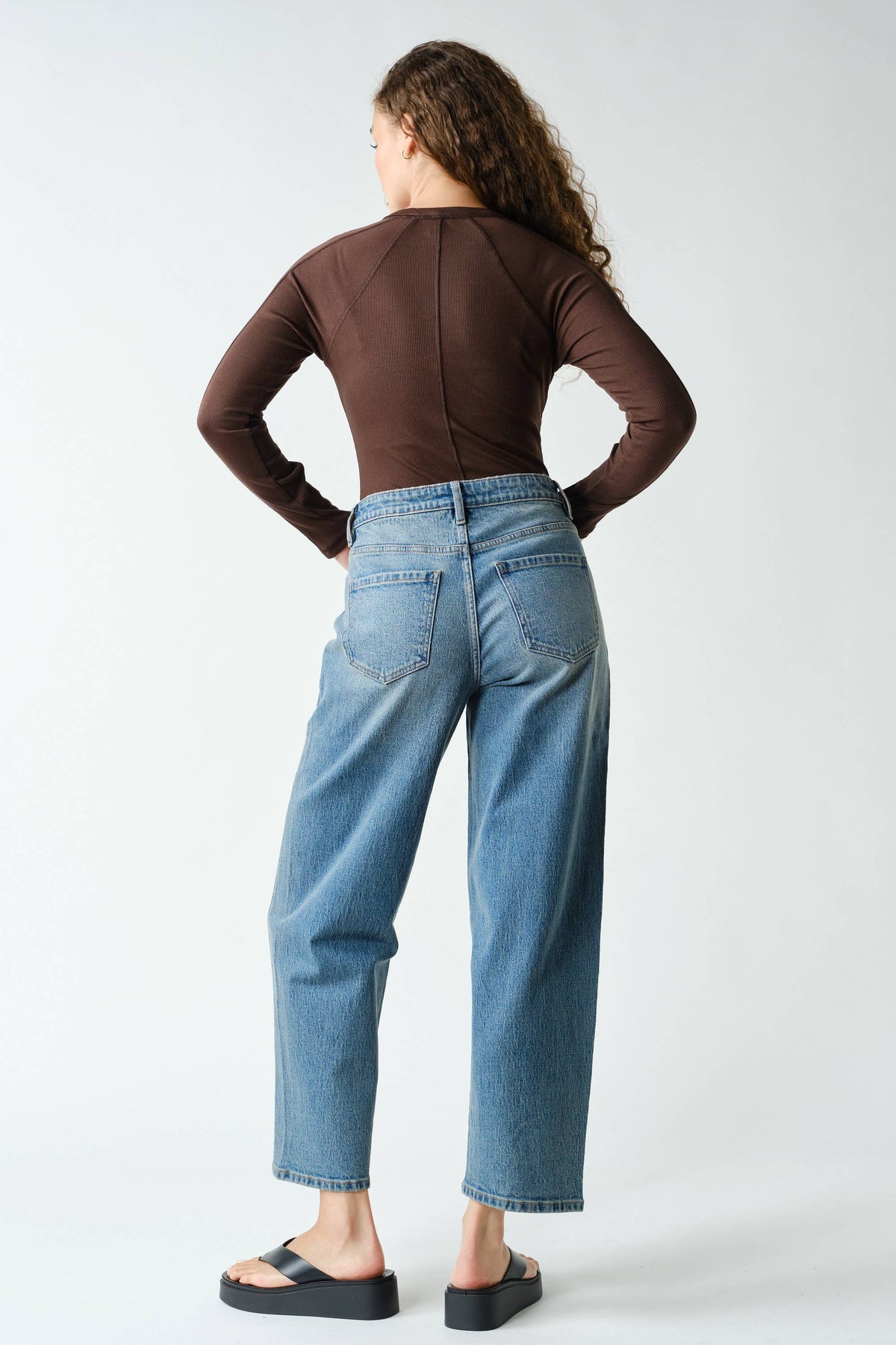 Mono B Long-Sleeved Micro-Ribbed Henley Top