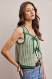 Tie-Front Striped Knit Vest