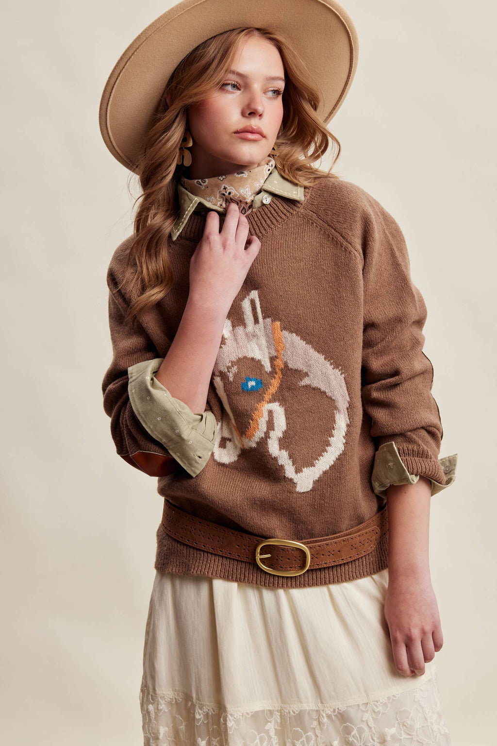 Horse Intarsia Knit Sweater