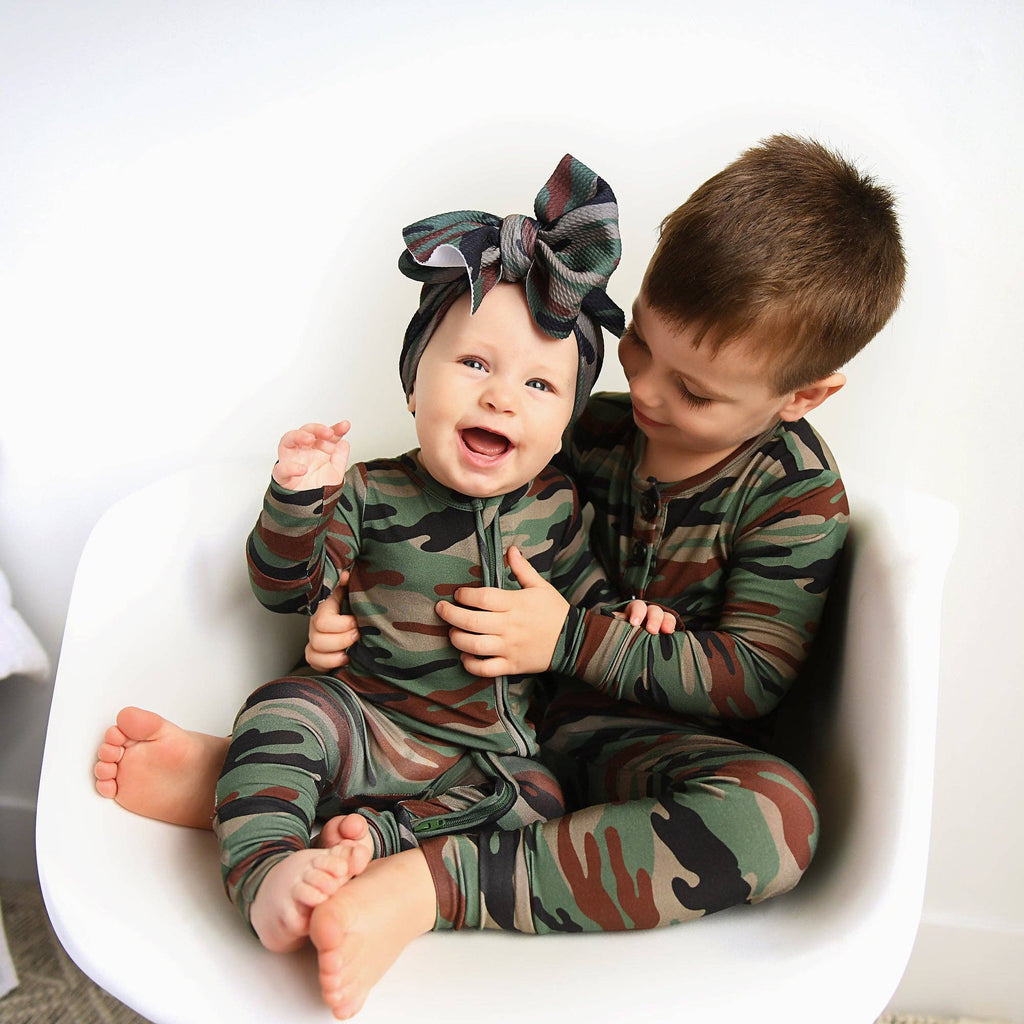 Bamboo Baby Pajama Sleepies Little Baby Zip Camo