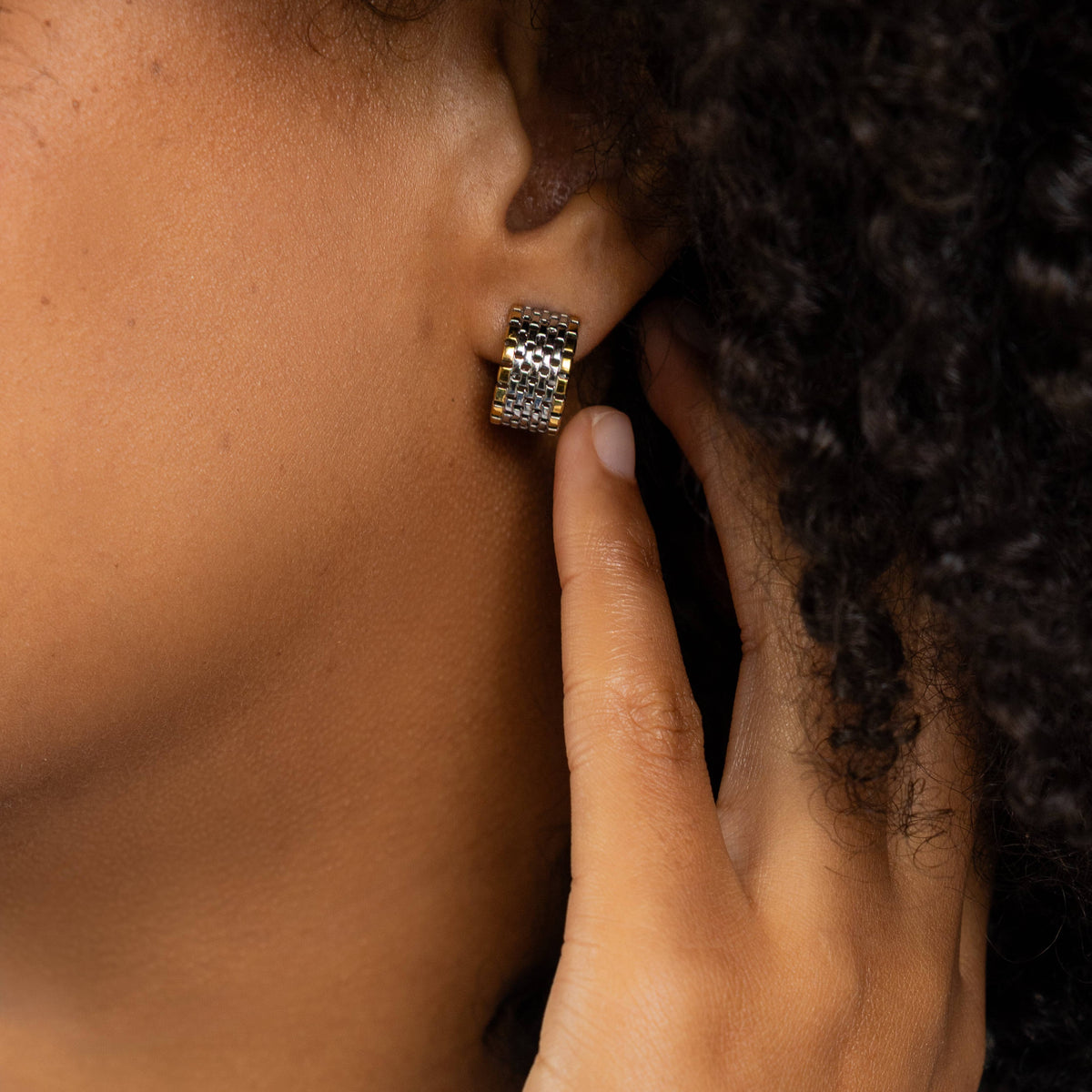 Waterproof Two‑Tone Watch Hoops