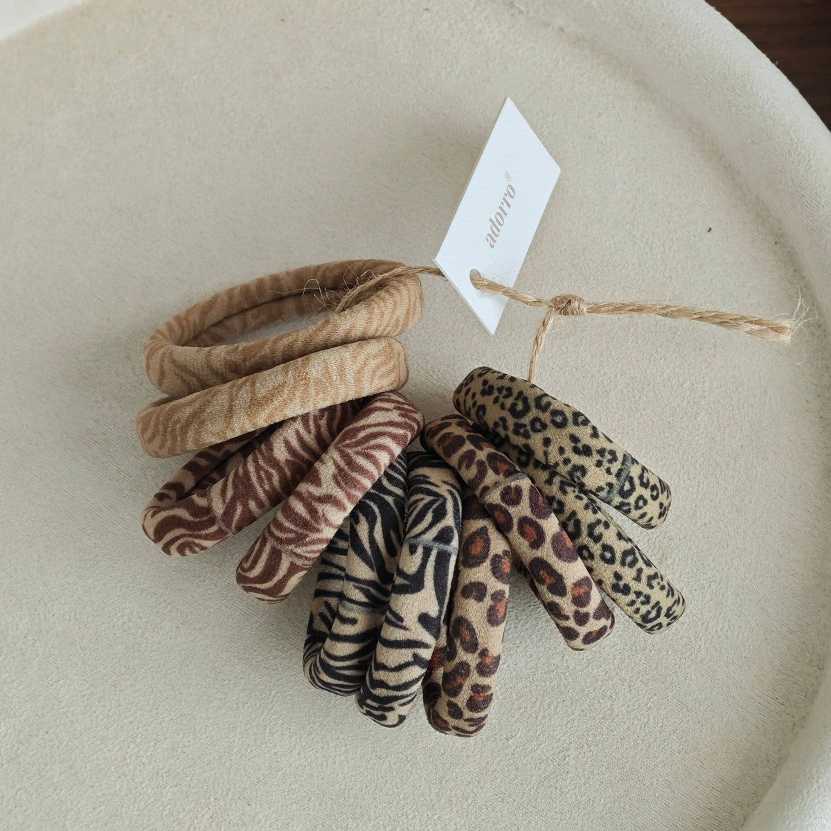 Animal Print Skinny Seamless Hair Ties (Set of 10)