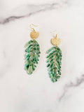 Rayne Acrylic & Brass Earrings-18k-hypoallergenic-green