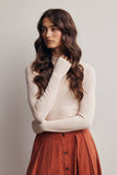 Stretch Ribbed Mock Neck Top