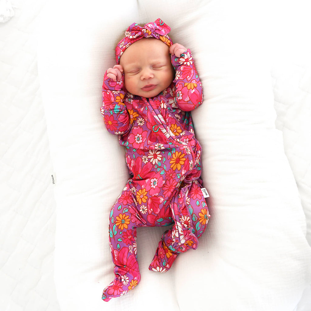 Posie RUFFLE ZIP Bamboo One Piece Floral Baby Outfit