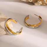 Luna Hoops – 18k Gold & Silver 316L Stainless Steel