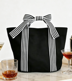 Mini Striped Tote Bag Beach Bow Handle Bag