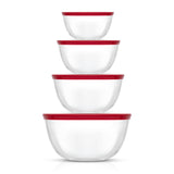 JoyFul 4 Glass Mixing Bowls With Lids - Nesting Bowls