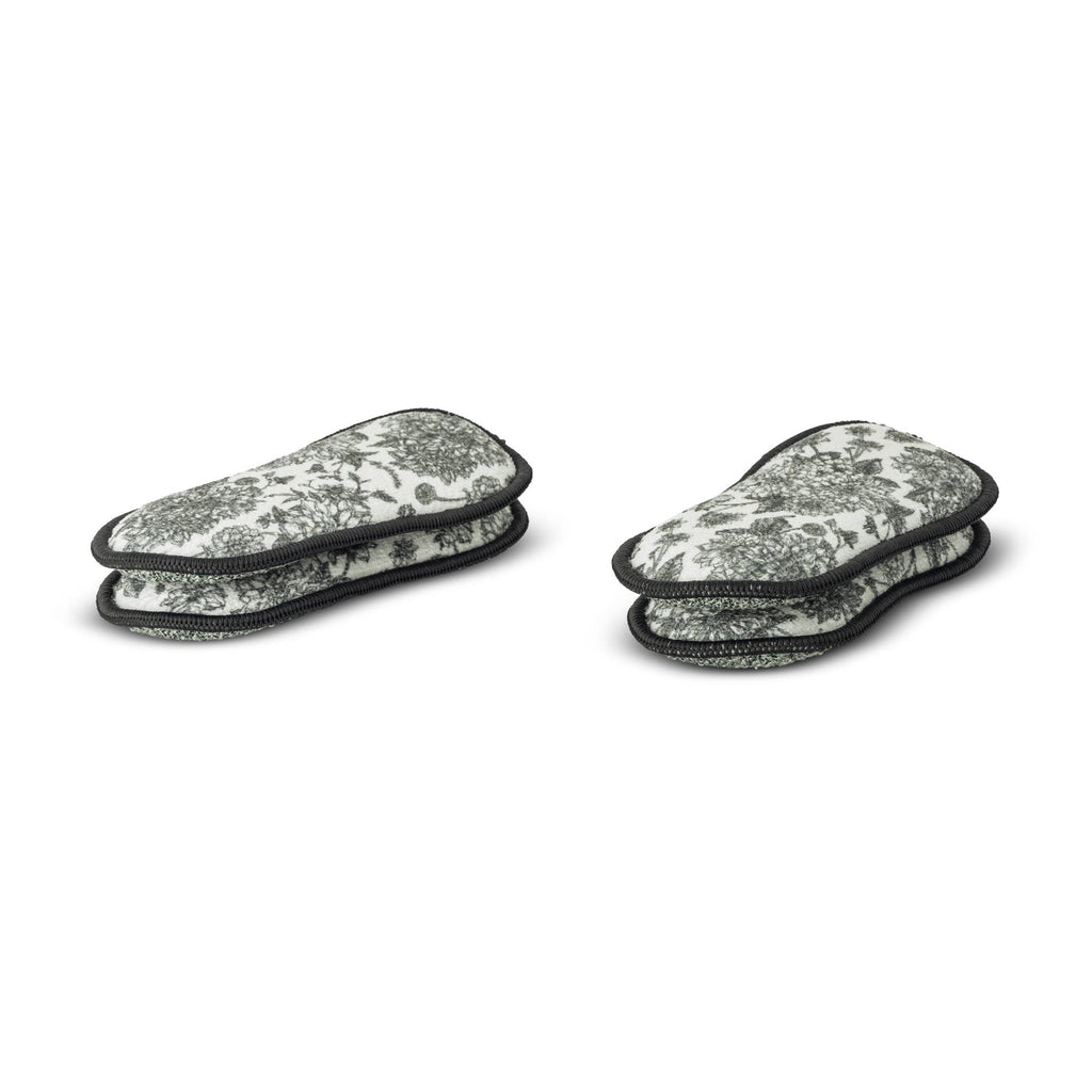 4pc Multipurpose Printed Scrub Sponge - Grey Toile