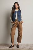 Braided Trim Denim Vest