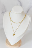 Layered paperclip necklace | heart charm | 18k gold plated