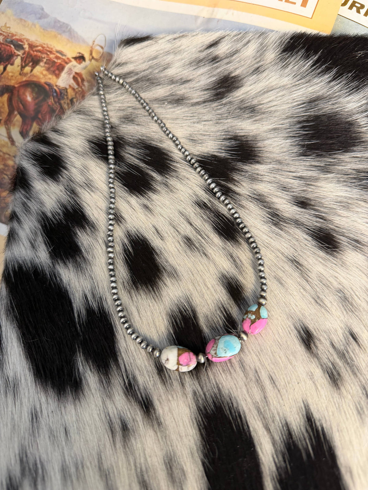 Sterling Silver Pearls with Cotton Candy Stones 