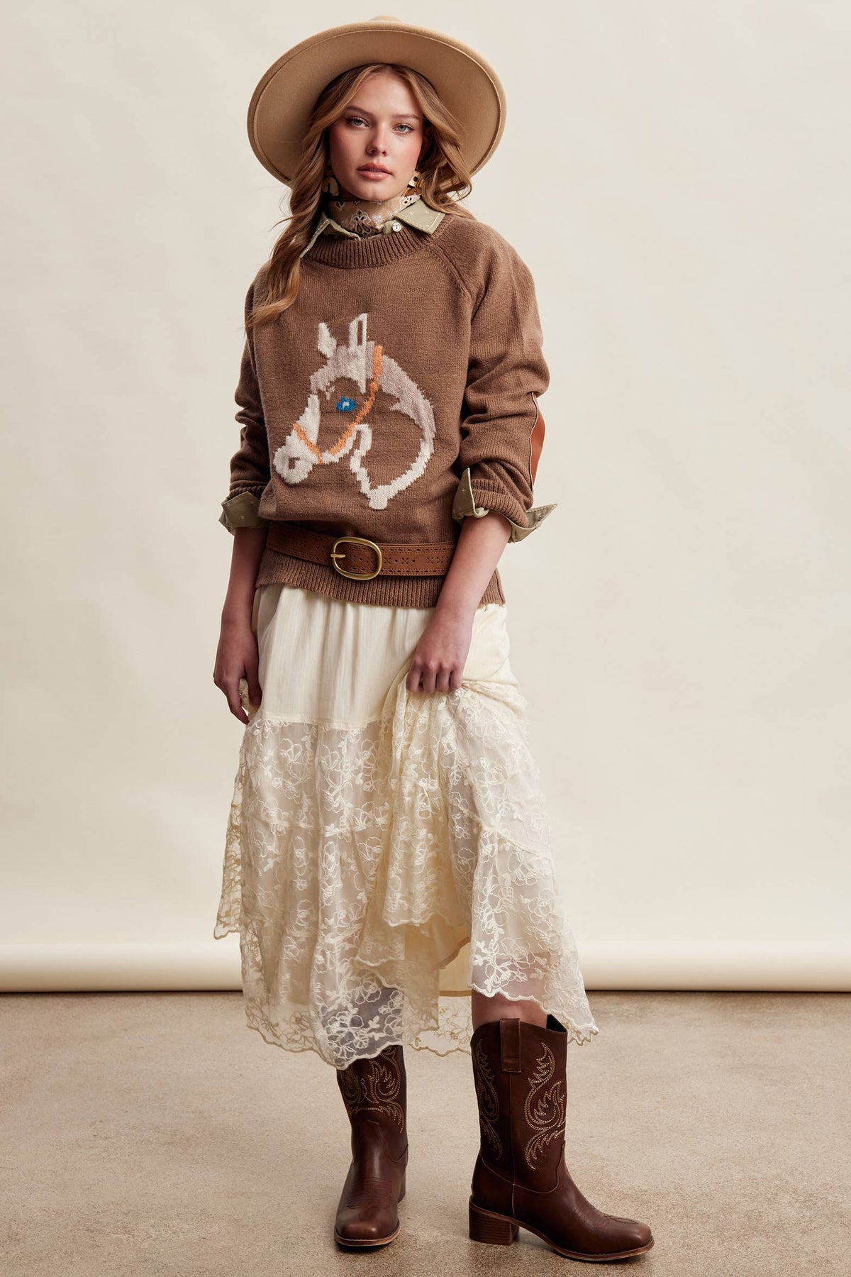 Horse Intarsia Knit Sweater