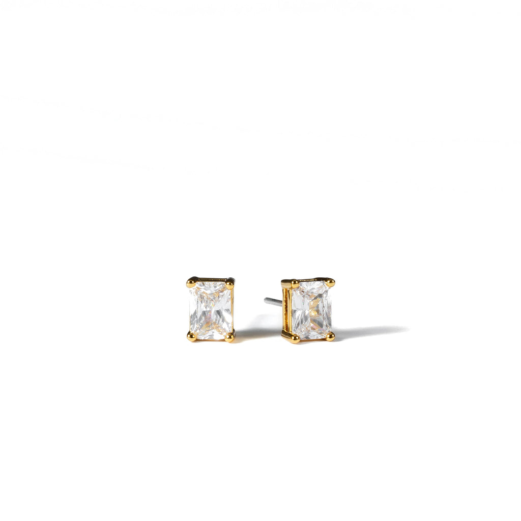 18K Gold Baguette Stud Earrings