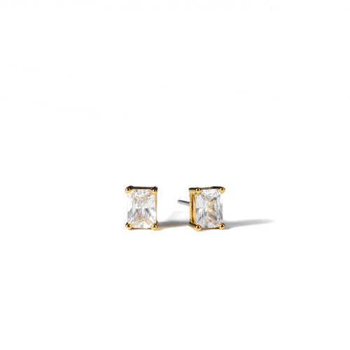 18K Gold Baguette Stud Earrings